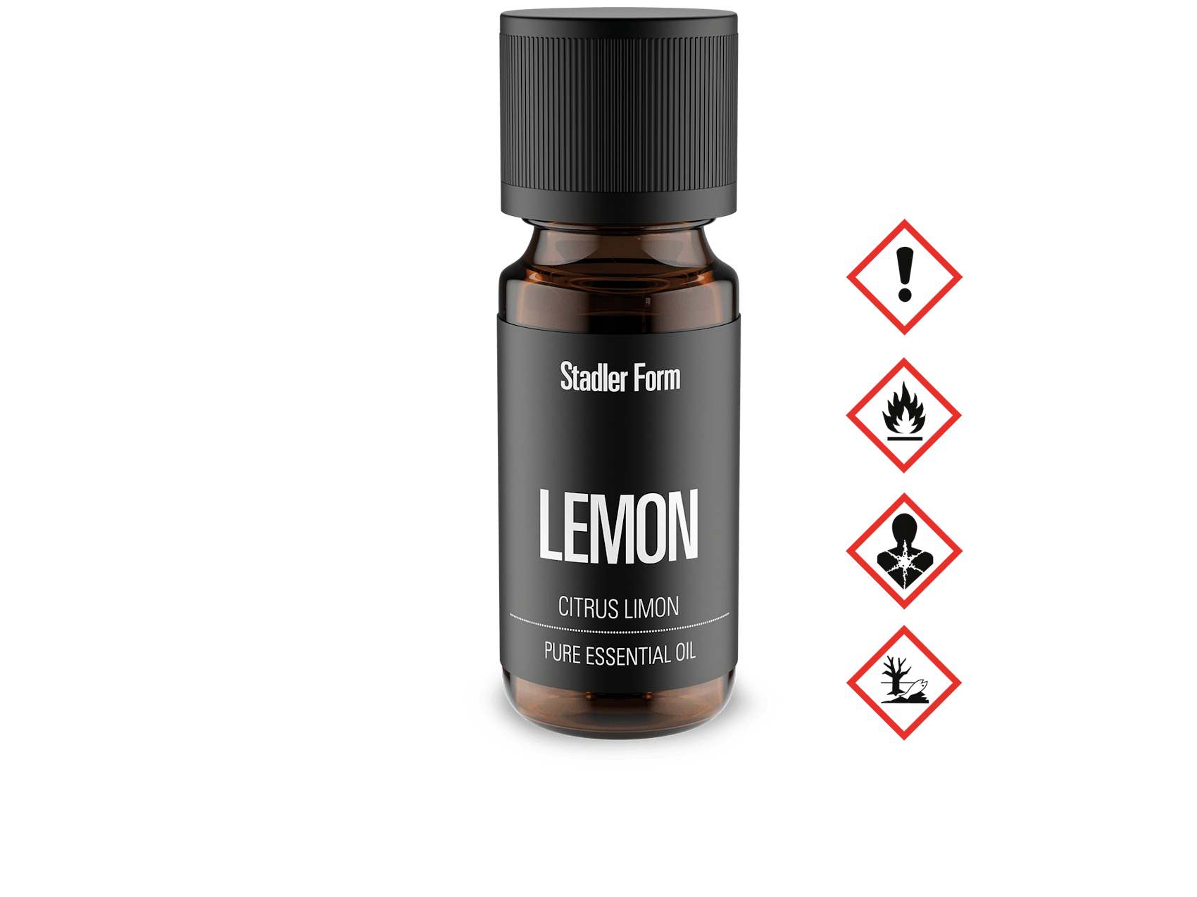 Lemon essential oil by Stadler Form with symbols