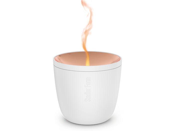 Zoe mobile aroma diffuser by Stadler Form in white as perspective view