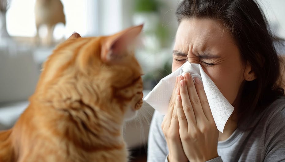 Woman with cat allergy