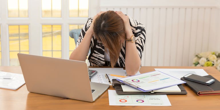 Sick woman in office