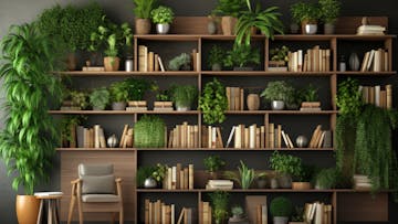 Bibliothek mit vielen Pflanzen