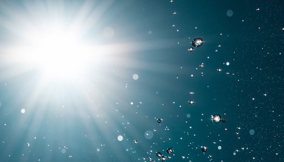 Water droplets in sunny sky Water droplets in sunny sky