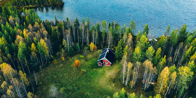 Tiny house in boreal forest