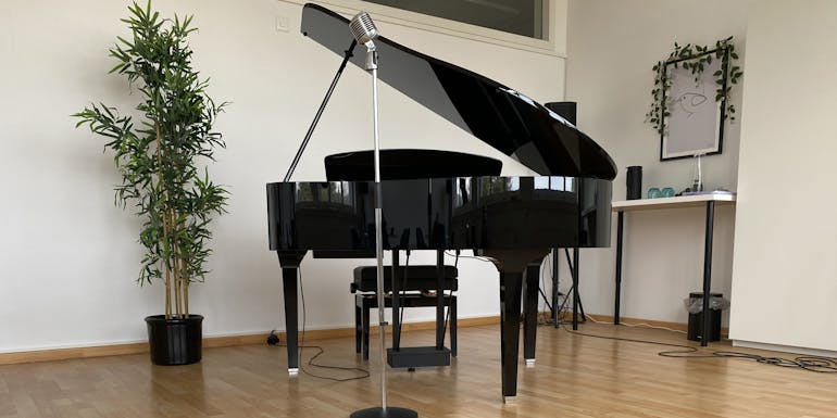 Piano in living room of singer Jasmin Schmid Piano in living room of singer Jasmin Schmid
