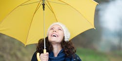Women with yellow umbrella