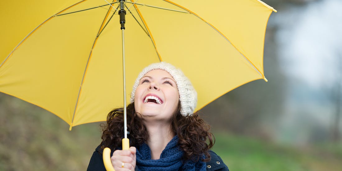Women with yellow umbrella Women with yellow umbrella