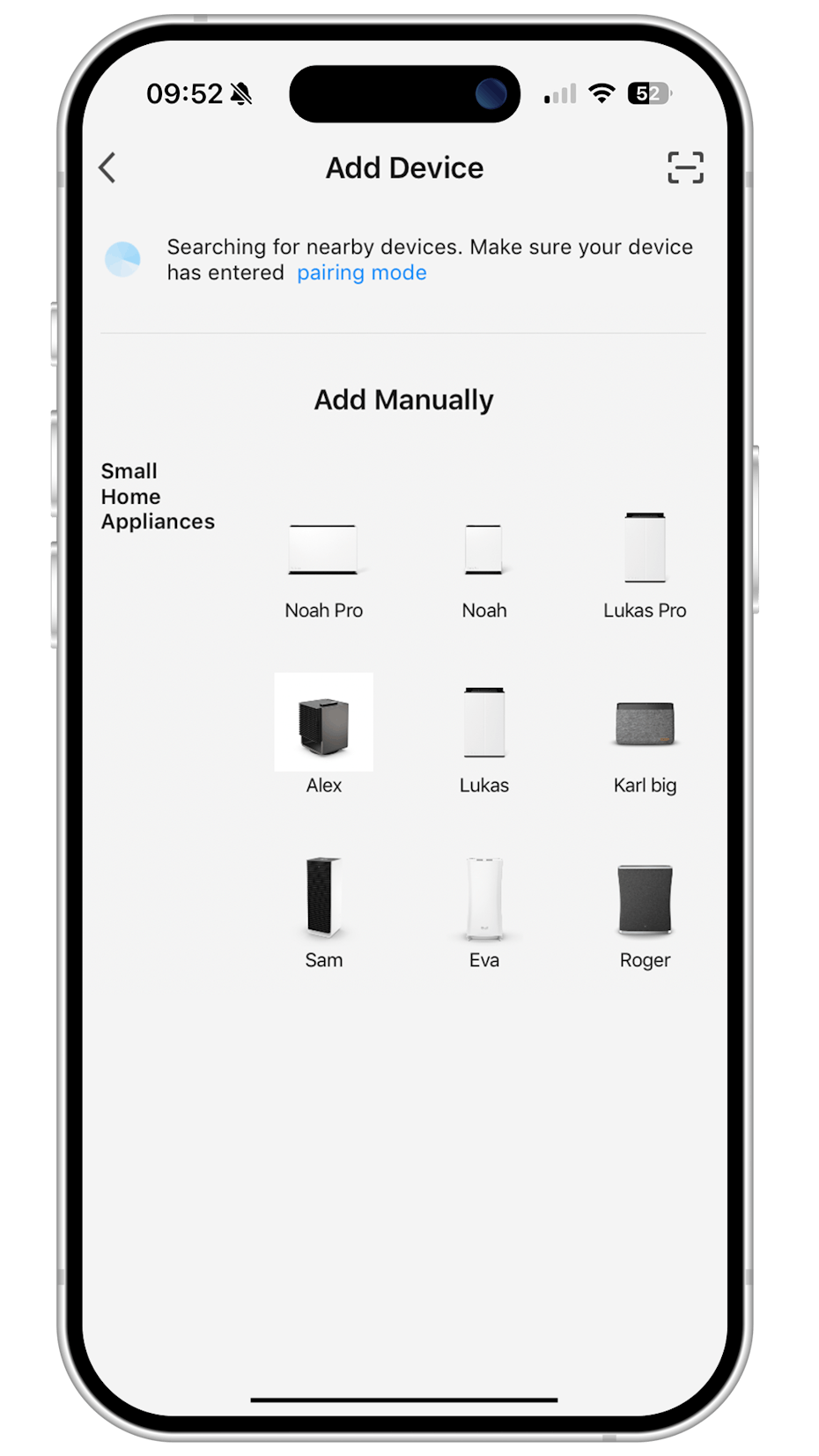 SF App Add device manually