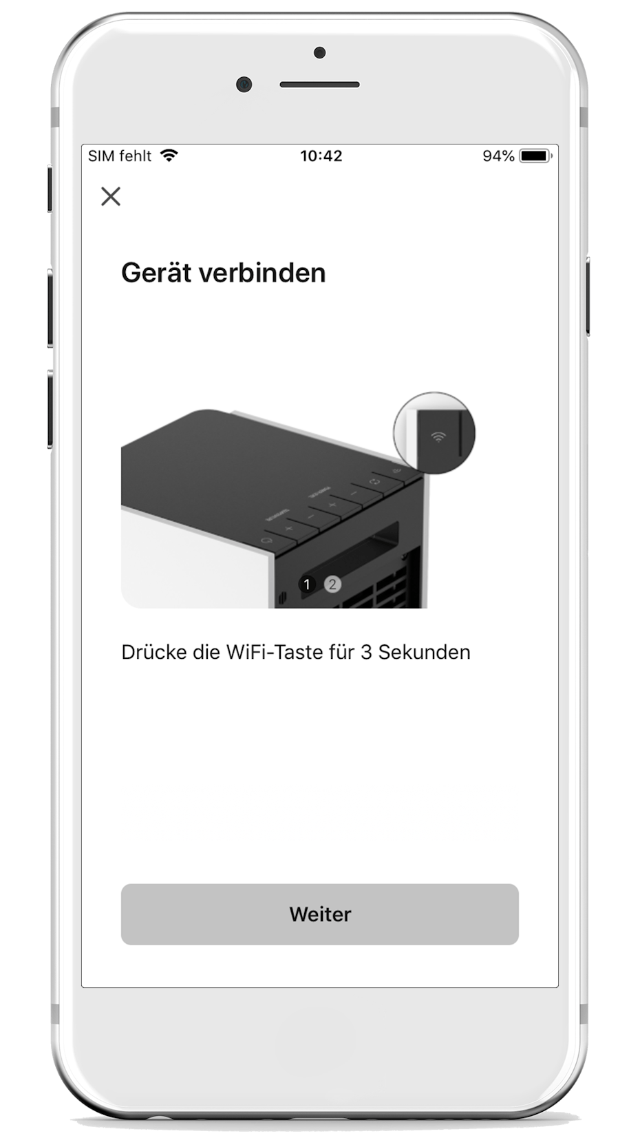 Stadler Form App WiFi Verbindung prüfen Sam