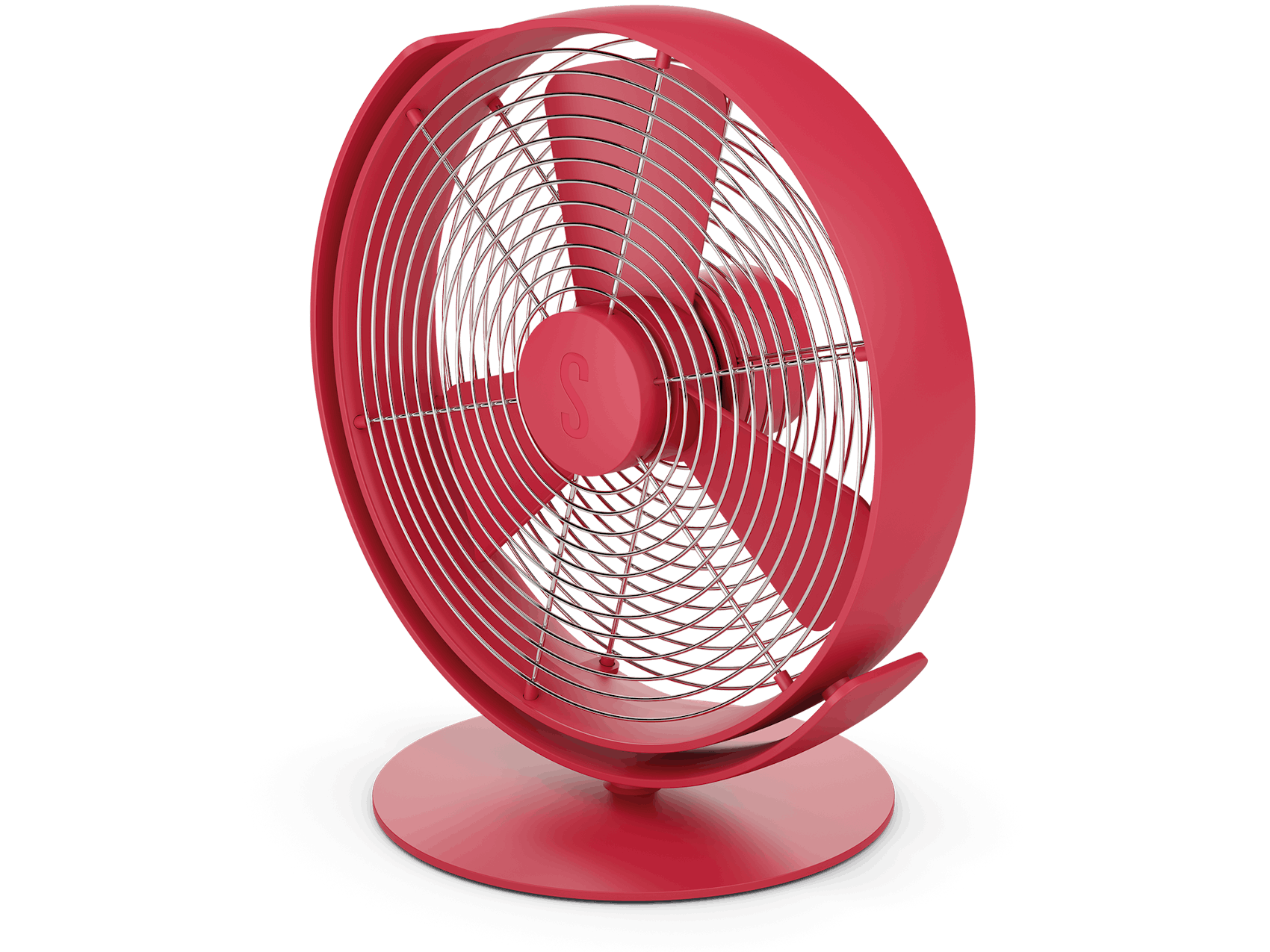 Tim table fan by Stadler Form in chili red as perspective view