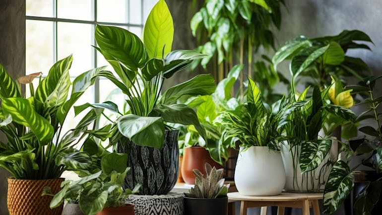 Many green houseplants Many green houseplants